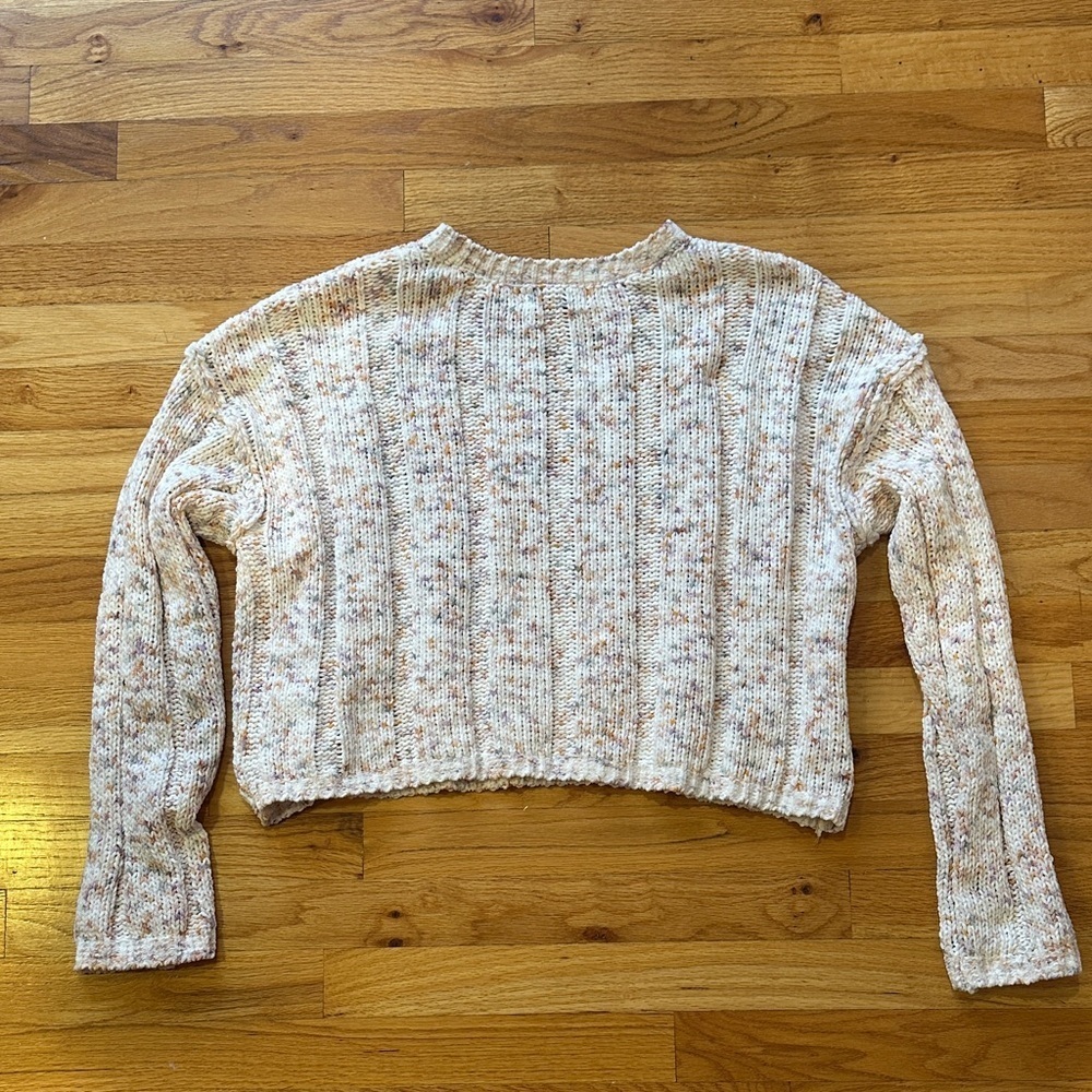 Cropped Oversized Multicolor Knit Sweater - Picture 3 of 3